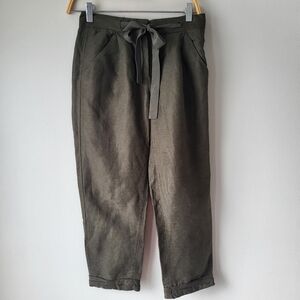 Wilfred Olive Green Drawstring  Linen Blend Chinos
